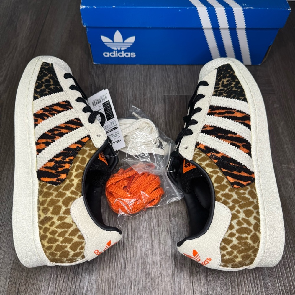 Adidas Superstar Atmos Crazy Animal Black White Orange Sneakers - Picture 8 of 12
